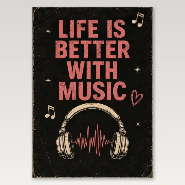 Mit Musik ist das Leben schöner A4-Poster