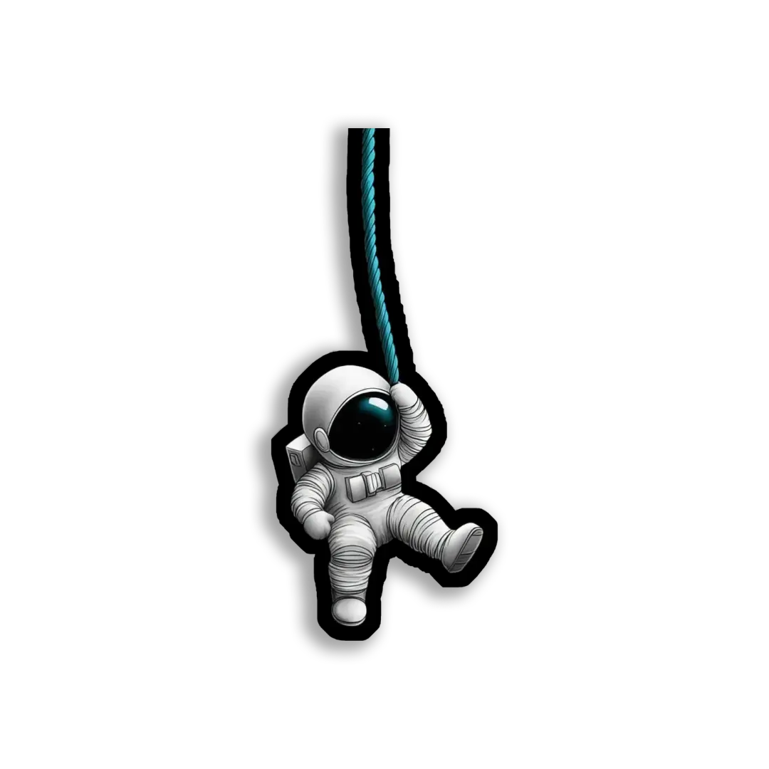 Astronaut Hanging On a Rope Sticker