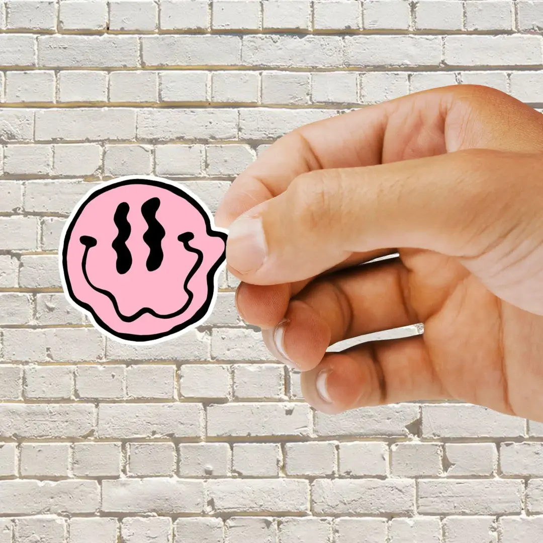 Pink Smiley Trippy Sticker
