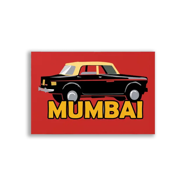 Mumbai Taxi in Rot und Schwarz Sticker