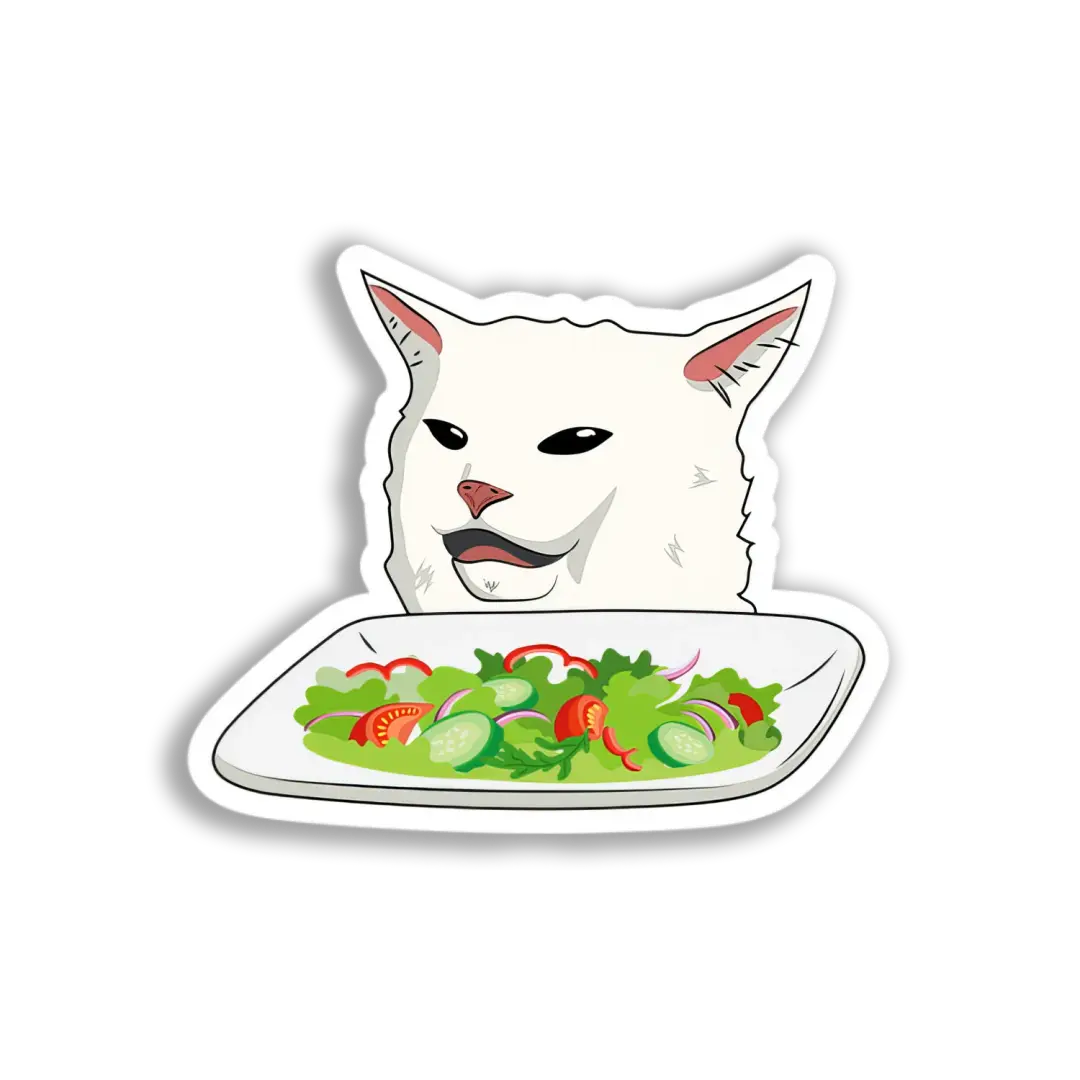 Selbstgefällige Katze mit Salat Sticker
