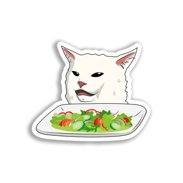 Selbstgefällige Katze mit Salat Sticker
