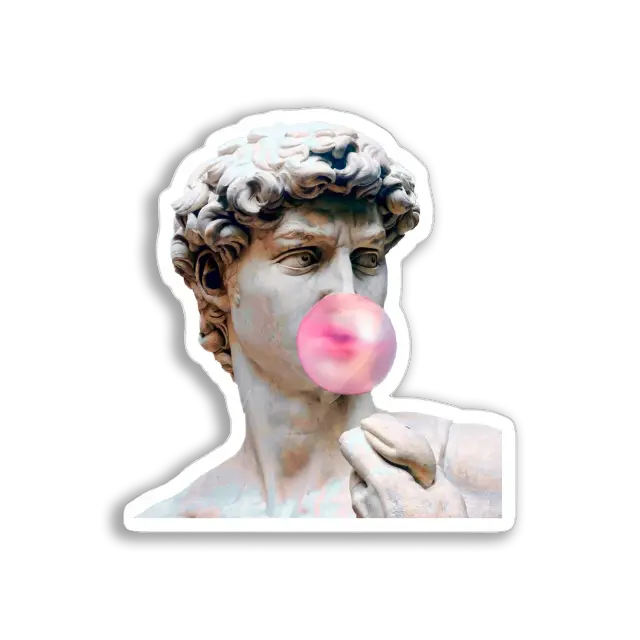 David macht eine Kaugummiblase Sticker