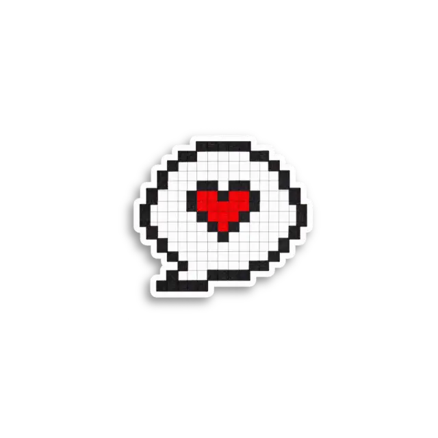 Pixel Heart Speech Bubble Sticker