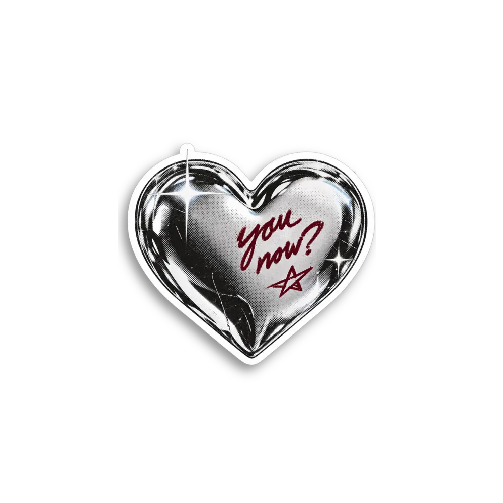 Silver Chrome Heart Sticker