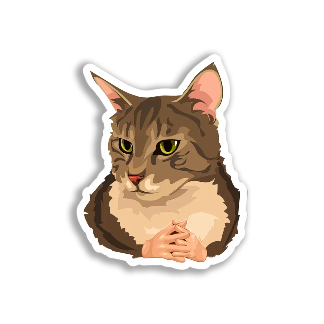 Smug Cat Hands Meme Sticker
