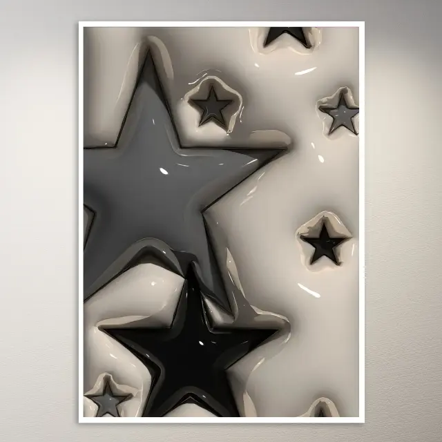 Black and Gray Glossy Stars Poster