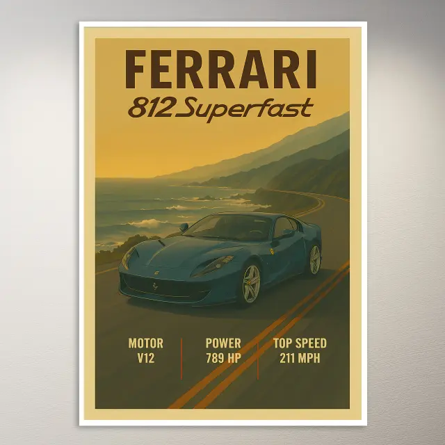 Póster del coche Ferrari 812 Superfast