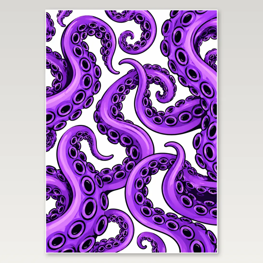 Purple Octopus Arms A4 Poster