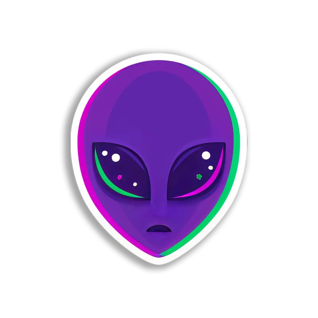 Purple Alien Head Sticker