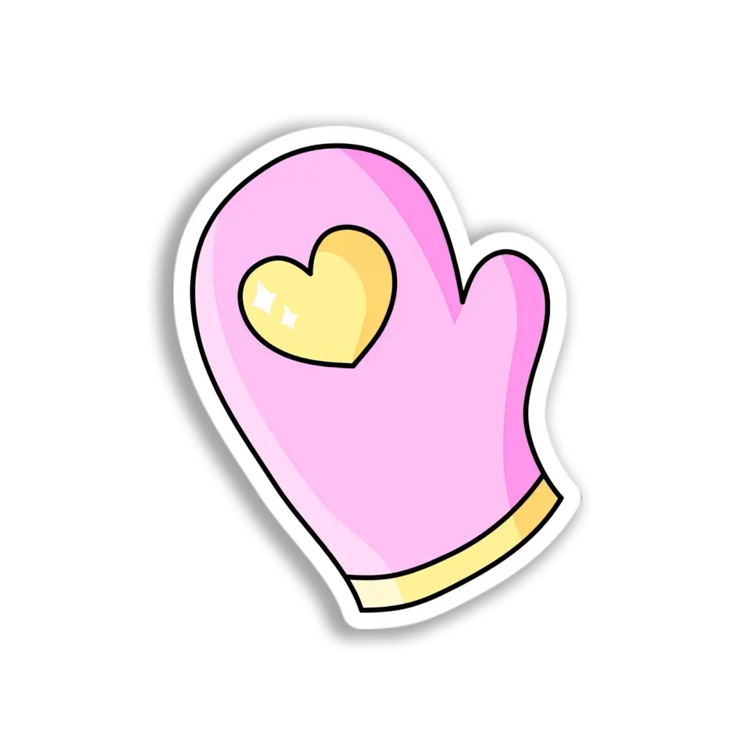 Pink Heart Oven Mitt Sticker