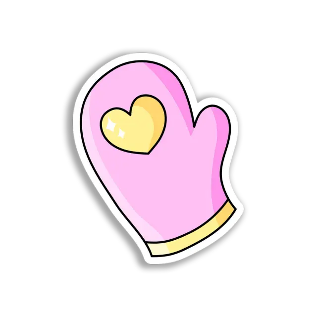 Pegatina de manopla de horno rosa con corazón