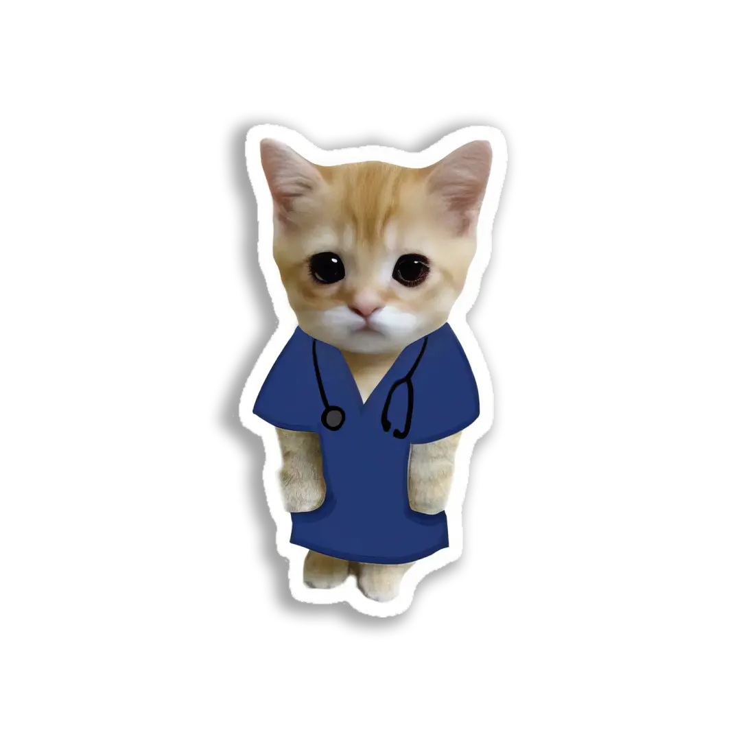 Cute Cat Doctor Sticker