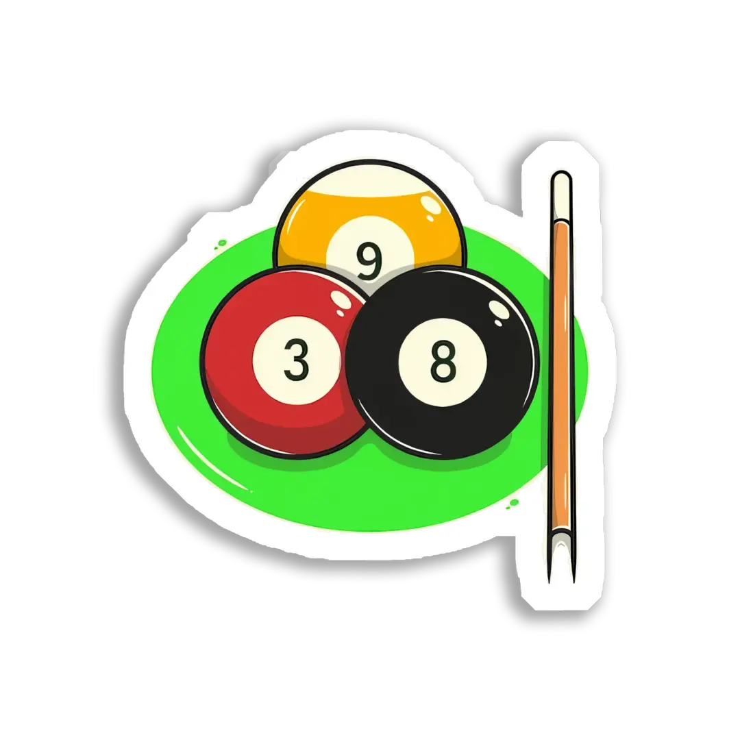 Billiards 3, 8, and 9 Balls Sticker