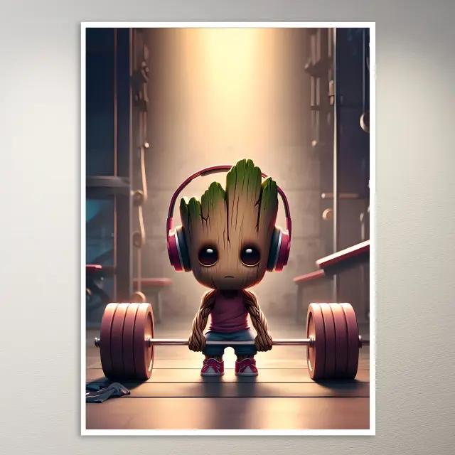 Baby Groot beim Training Poster