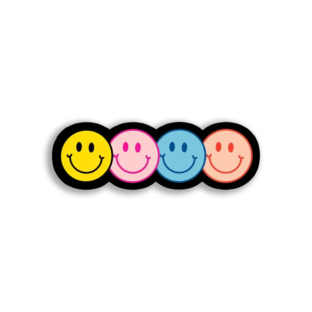 Four Colorful Smiley Faces Sticker