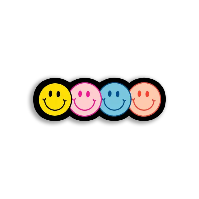 Vier bunte Smileys Sticker