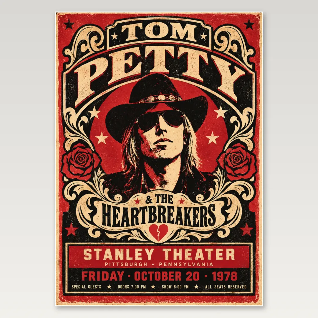 Póster A4 Tom Petty vintage