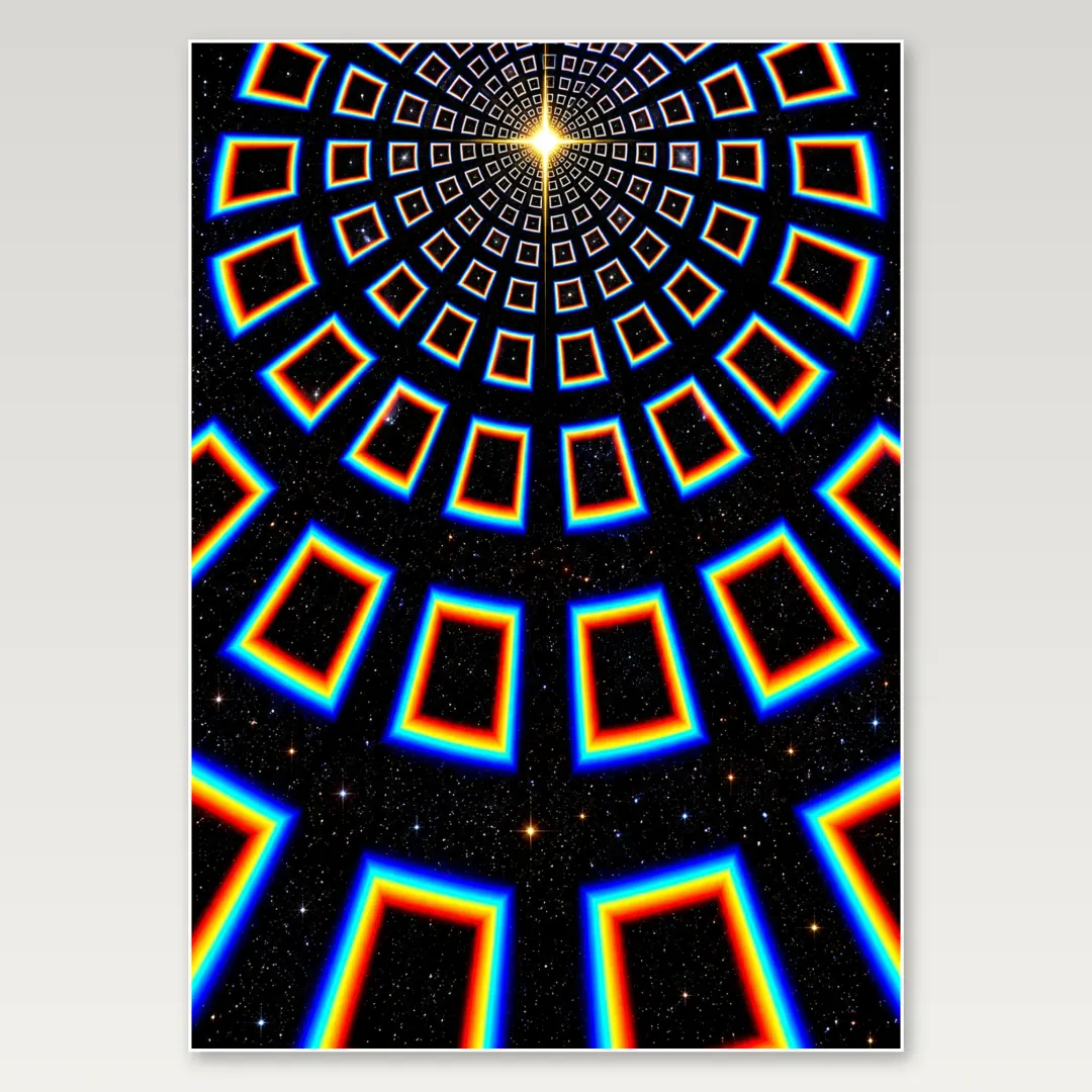 Chromatic Square Star Tunnel A4 Poster
