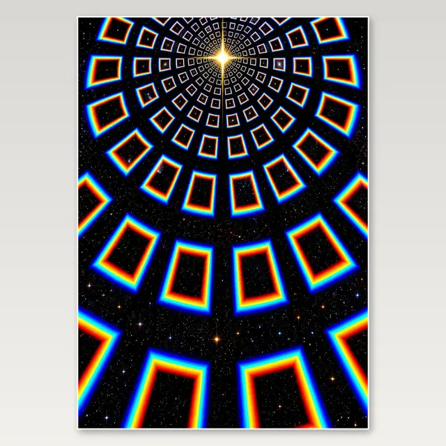 彩色方形星星隧道 A4 海報