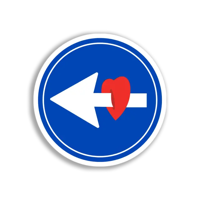 Herz-Pfeil nach links Schild-Sticker