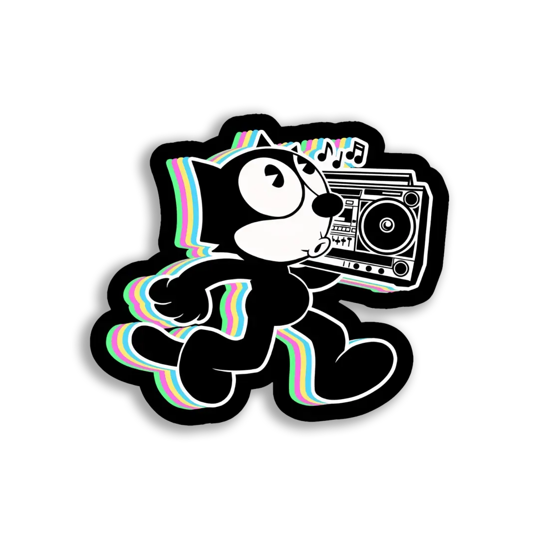 Felix The Cat 與手提音響貼紙