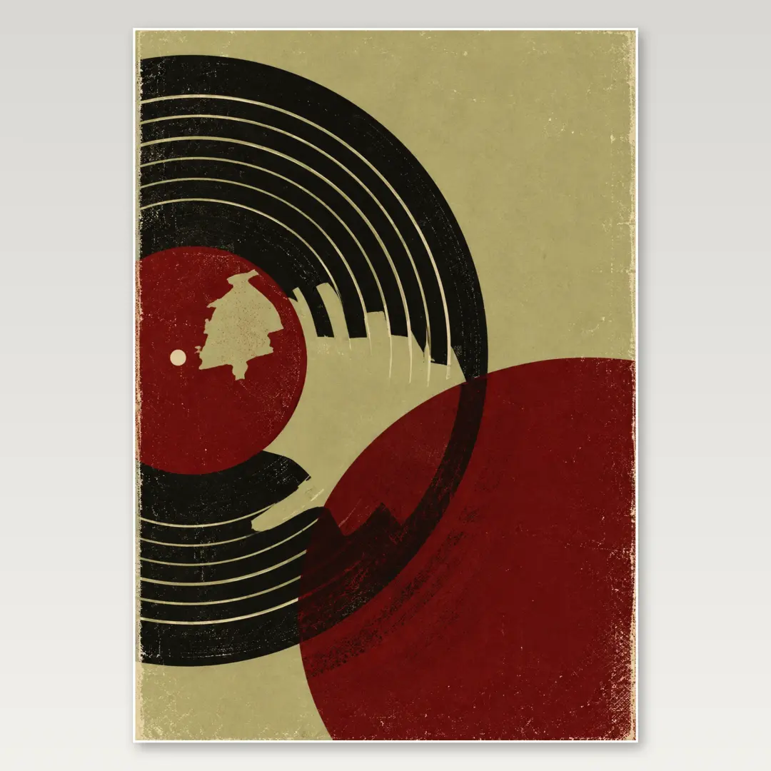 Red Vinyl Abstract A4 Poster