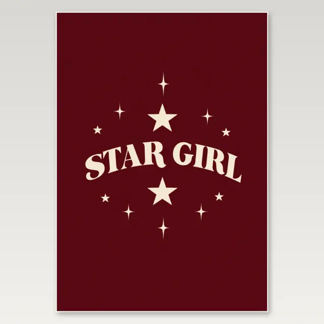 Star Girl Burgundy A4 Poster