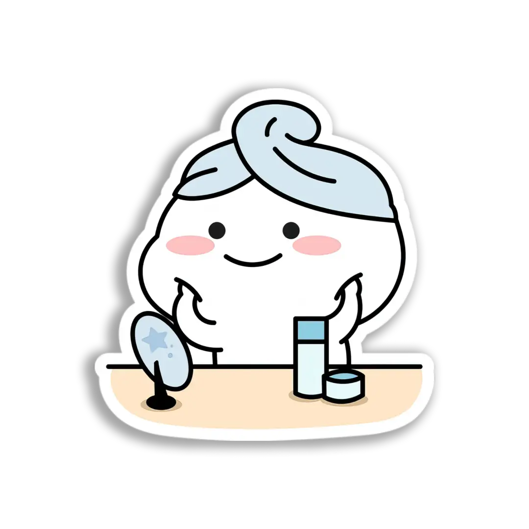 Cute Character Skincare Routine Sticker