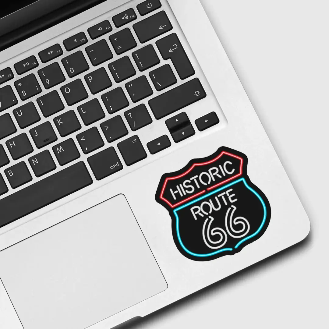 Neon Route 66 Sign Sticker