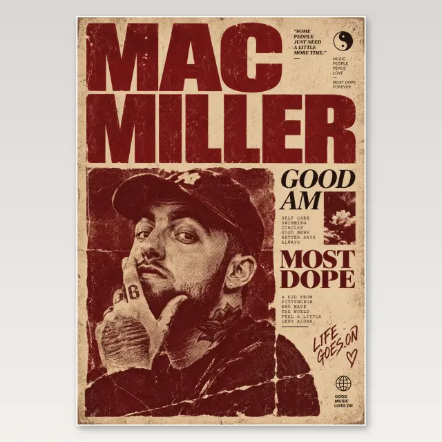Mac Miller Cream Collage A4 Poster