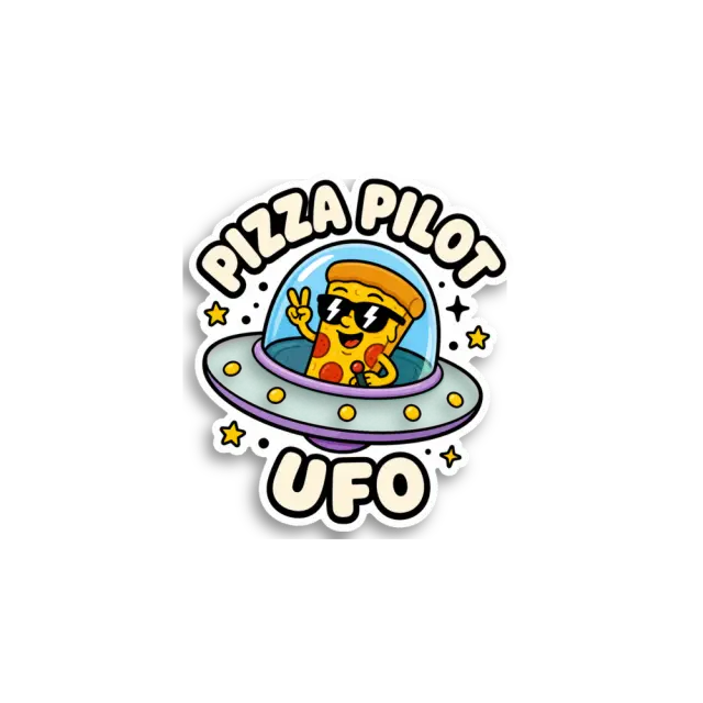 Pegatina de ovni con piloto pizza