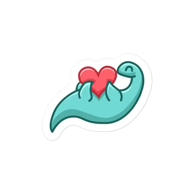Niedlicher Dino mit Liebesherz Sticker