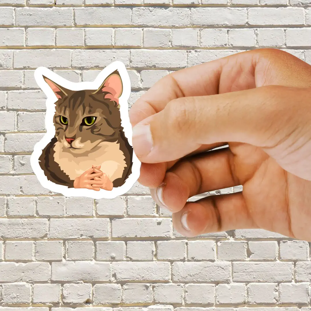 Cat with Hands Meme Sticker