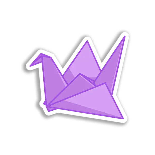 Lila Origami-Kranich Sticker