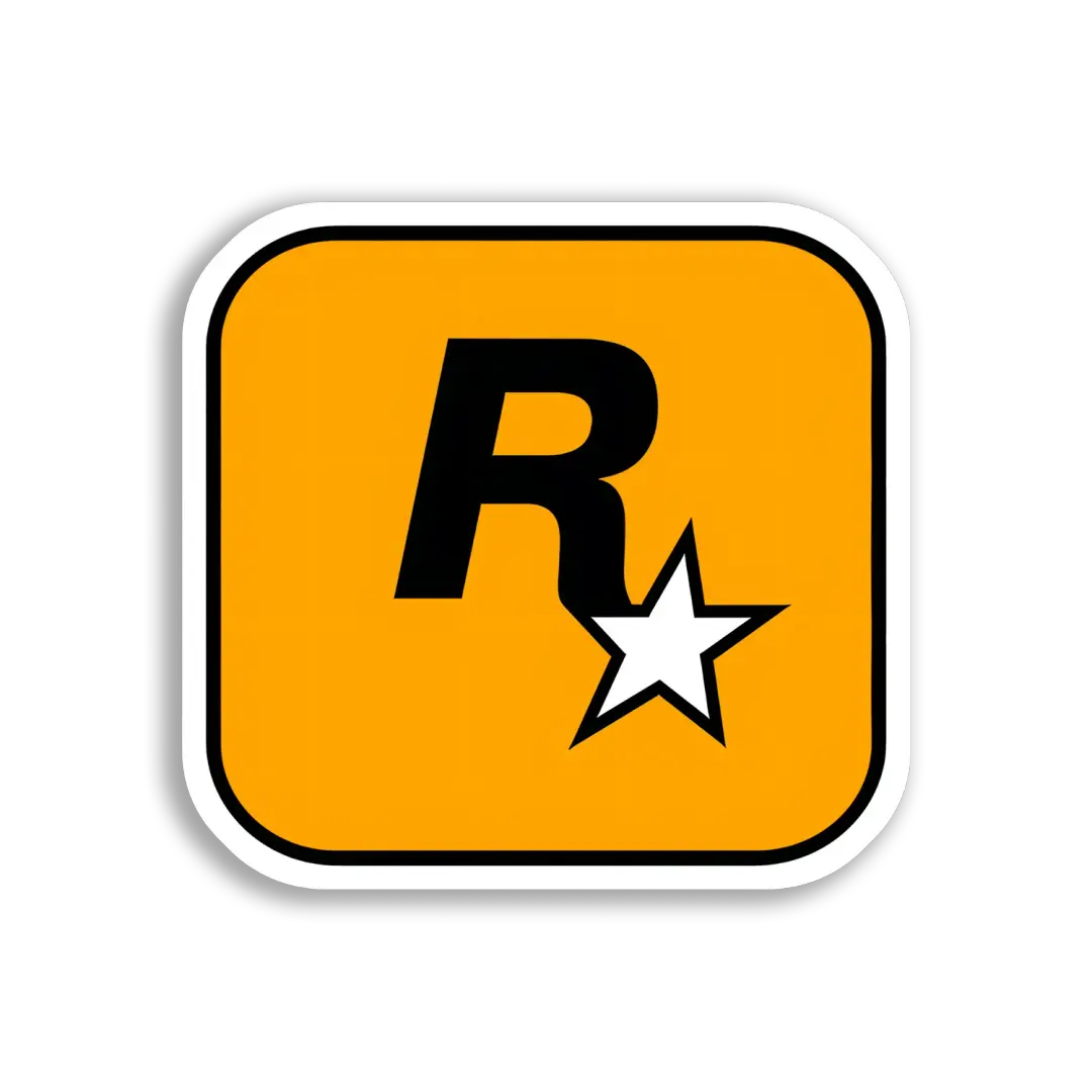 Rockstar Games Logo on Orange Sticker