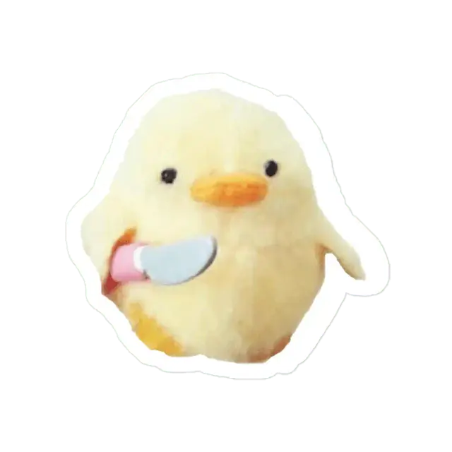 Chicken with a knife meme Sticker