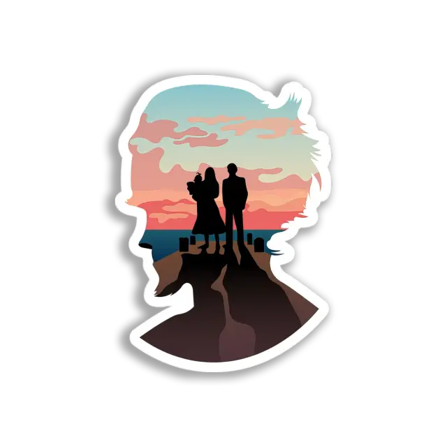 Familie Sonnenuntergang Silhouette Sticker