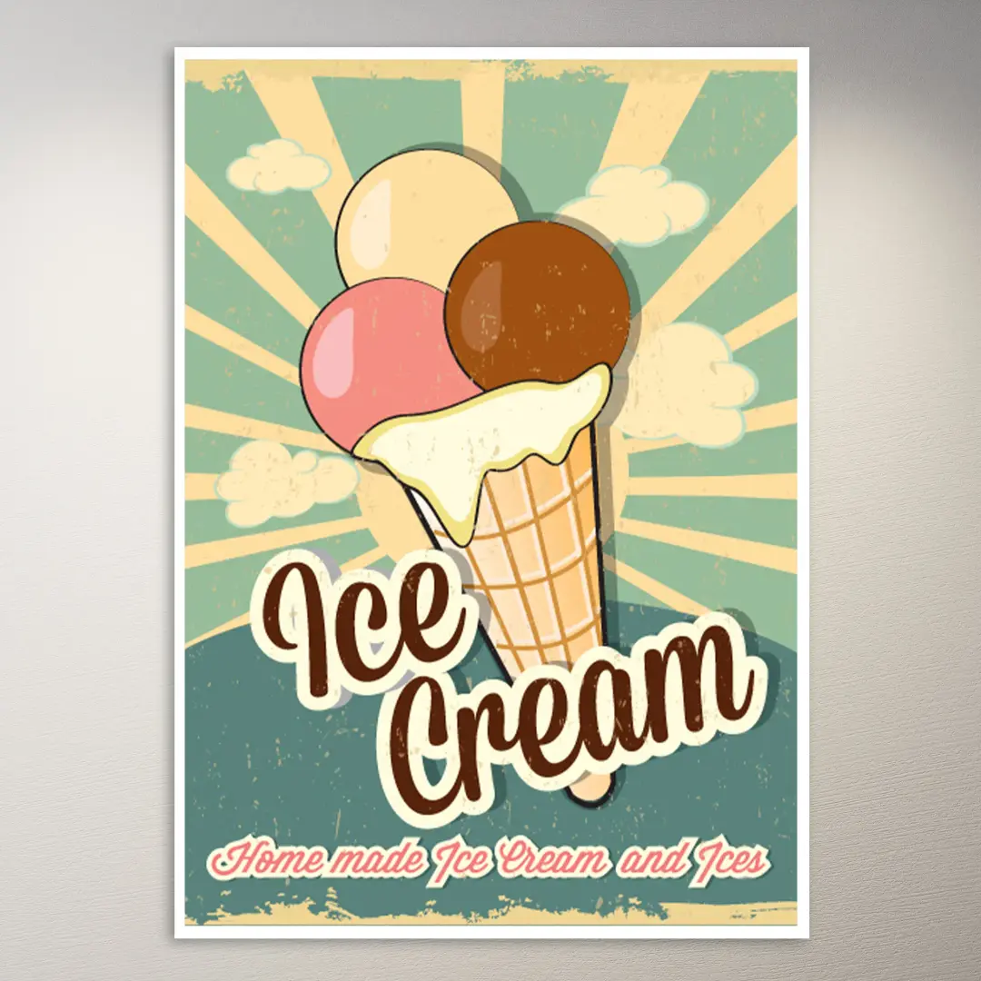 Eiscreme-Schild Vintage-Poster