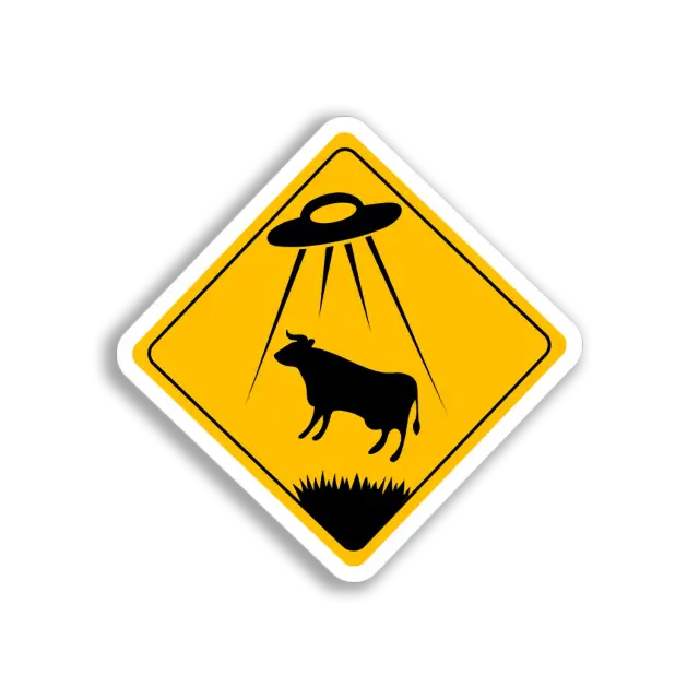 UFO entführt Kuh Sticker