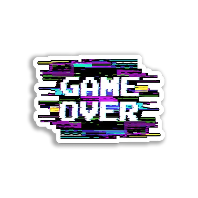 Pegatina Game Over con glitch
